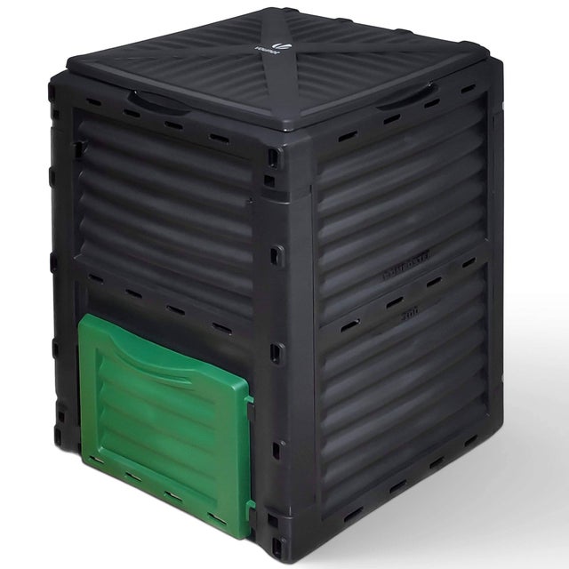 Compostiera da Giardino, Composter da Esterno, Nero e Verde, 300L