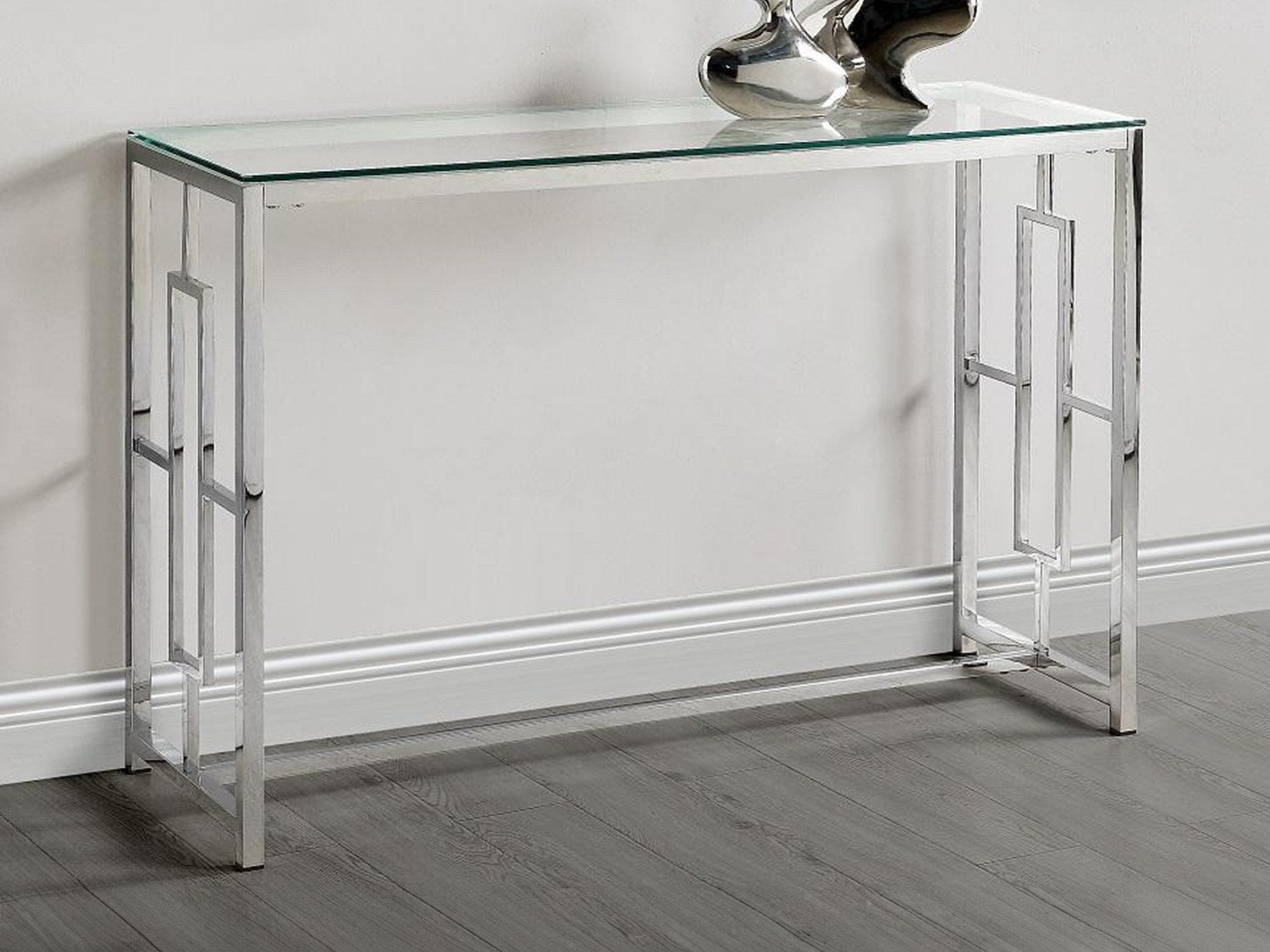Konsola CLOTILDE marki Pascal Morabito - Hartowane szkło i stal - Chromowana