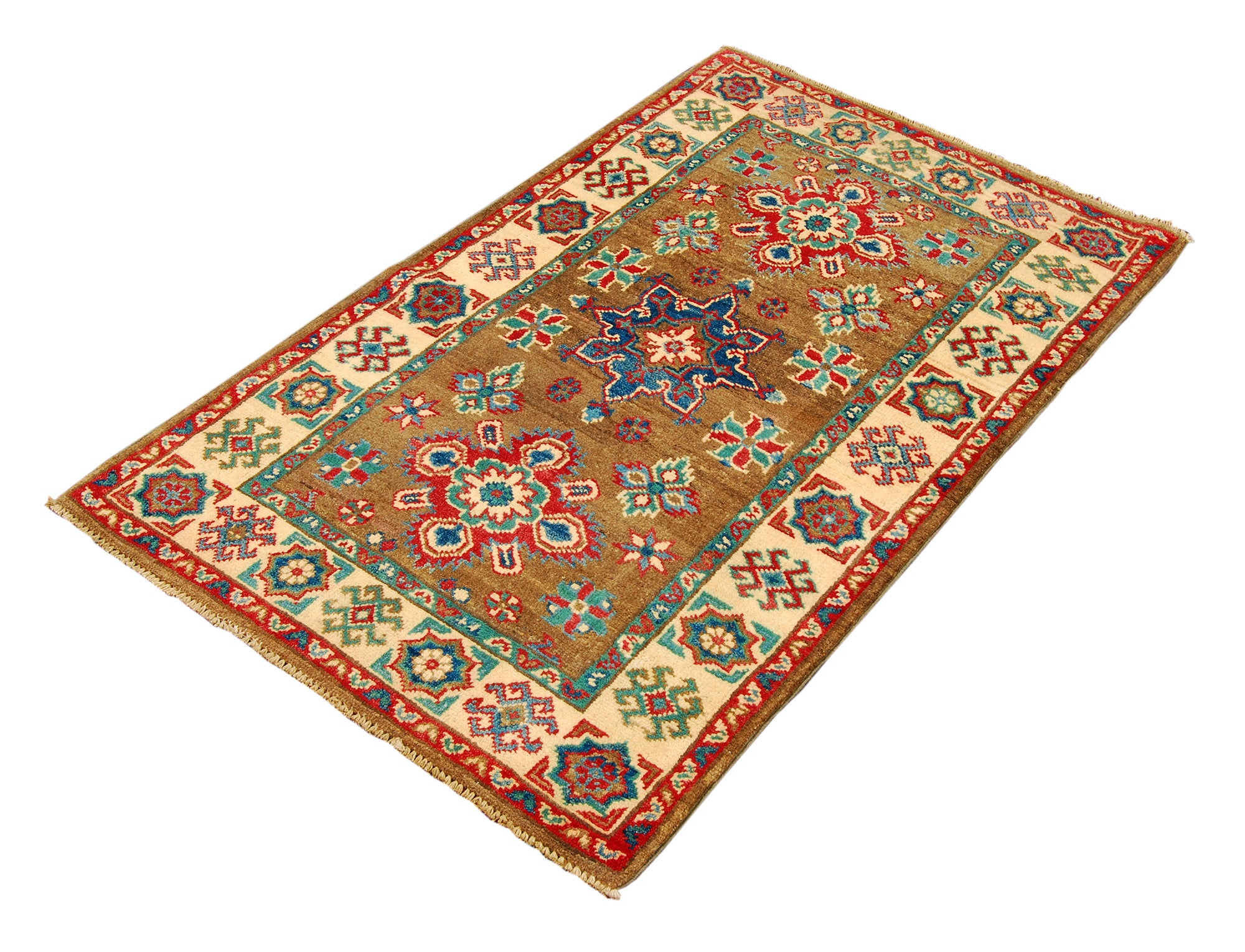 Dywan prostokątny tkany ręcznie Ghazni Chubi w kolorach brązowych 123x78 cm