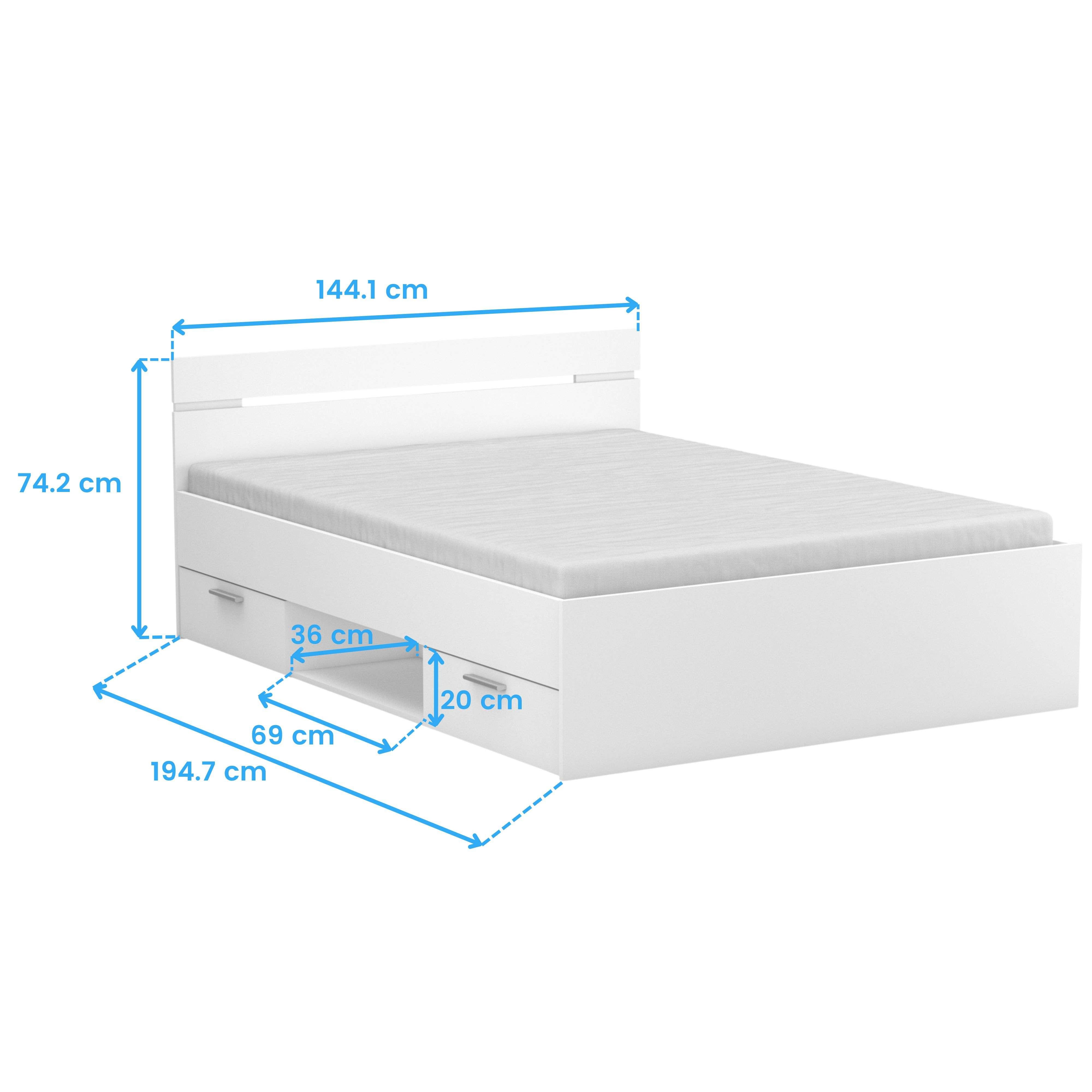 Lit rangement Douai-140 x 190 cm-Blanc - 7