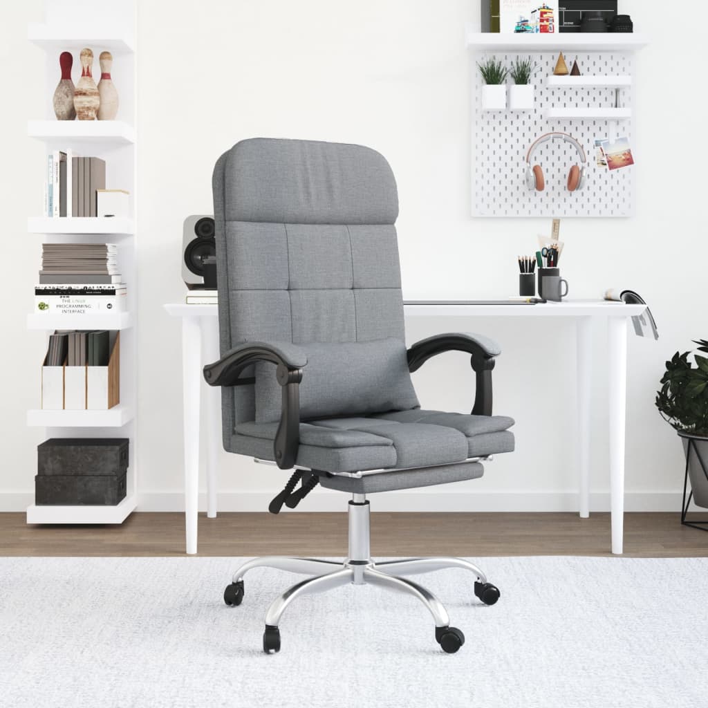 Vidaxl  Silla De Oficina Reclinable Con Masaje De Tela Gris/Claro , Leroy Merlin