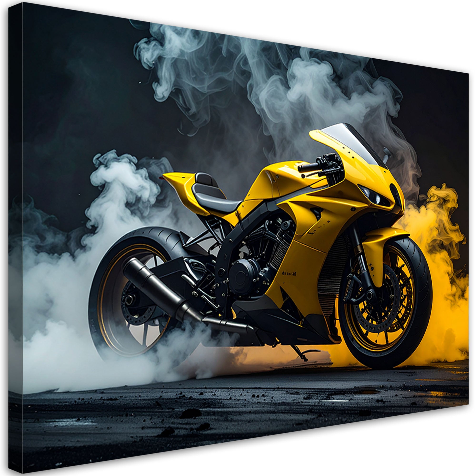 Obraz do pokoju nastolatka biura salonu, Żółty Motocykl Motor Ścigacz 120x80