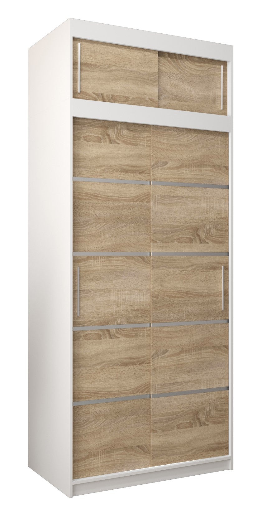 Szafa przesuwna z nadstawką garderoba Verona 1 100 x 62 x 240 cm Biały + Sonoma - Abiks Meble