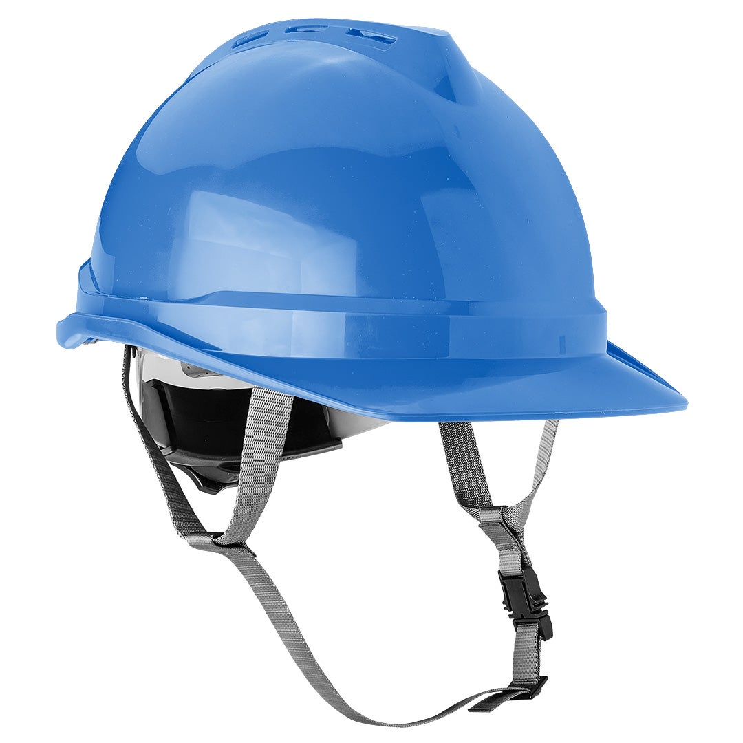 Cască industrială cu curea pentru bărbie, albastru 97-222