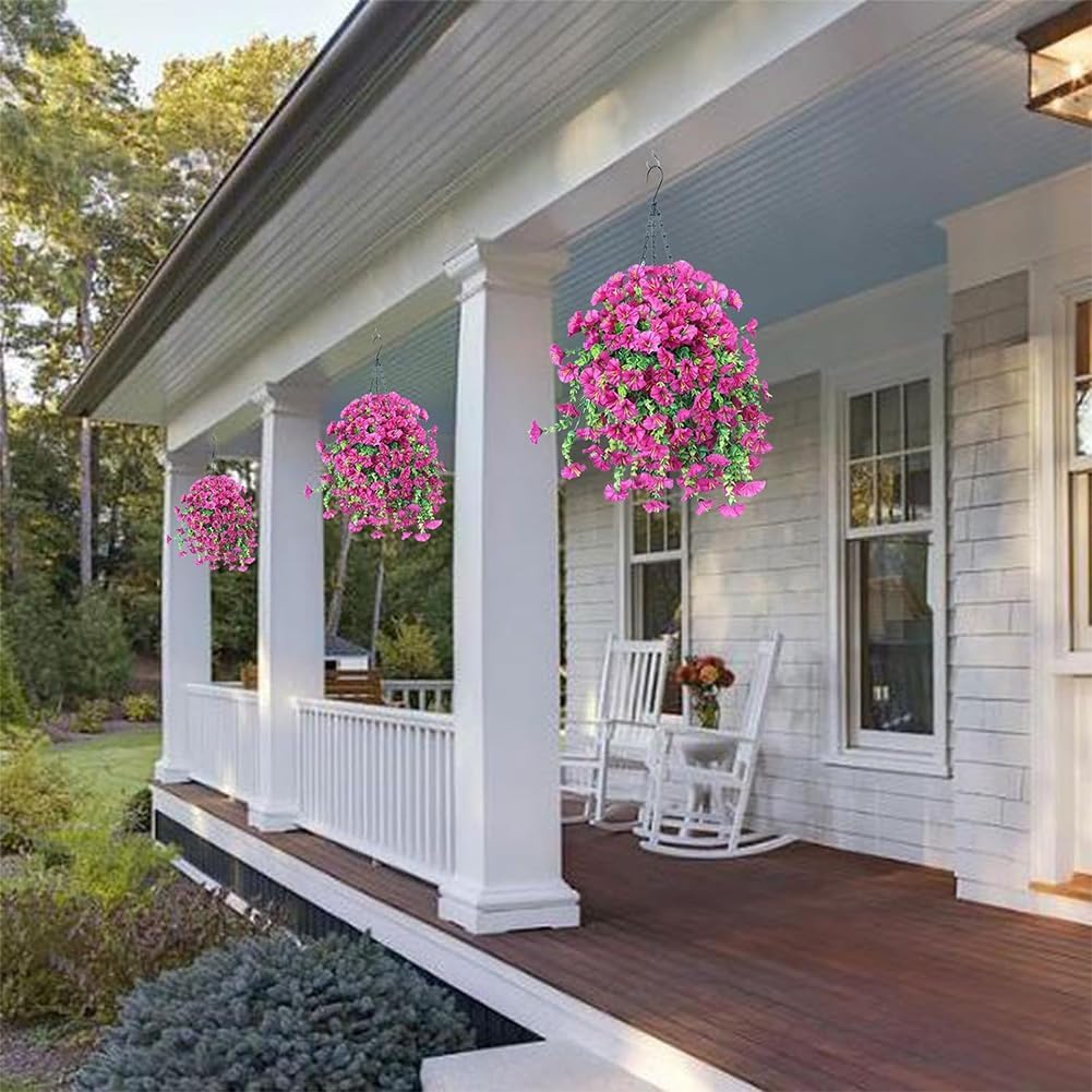 2 Flores Artificiales Colgantes para Jardín - Morning Glory 75 cm | Decoración Exterior para Porche, Balcón y Patio - 4