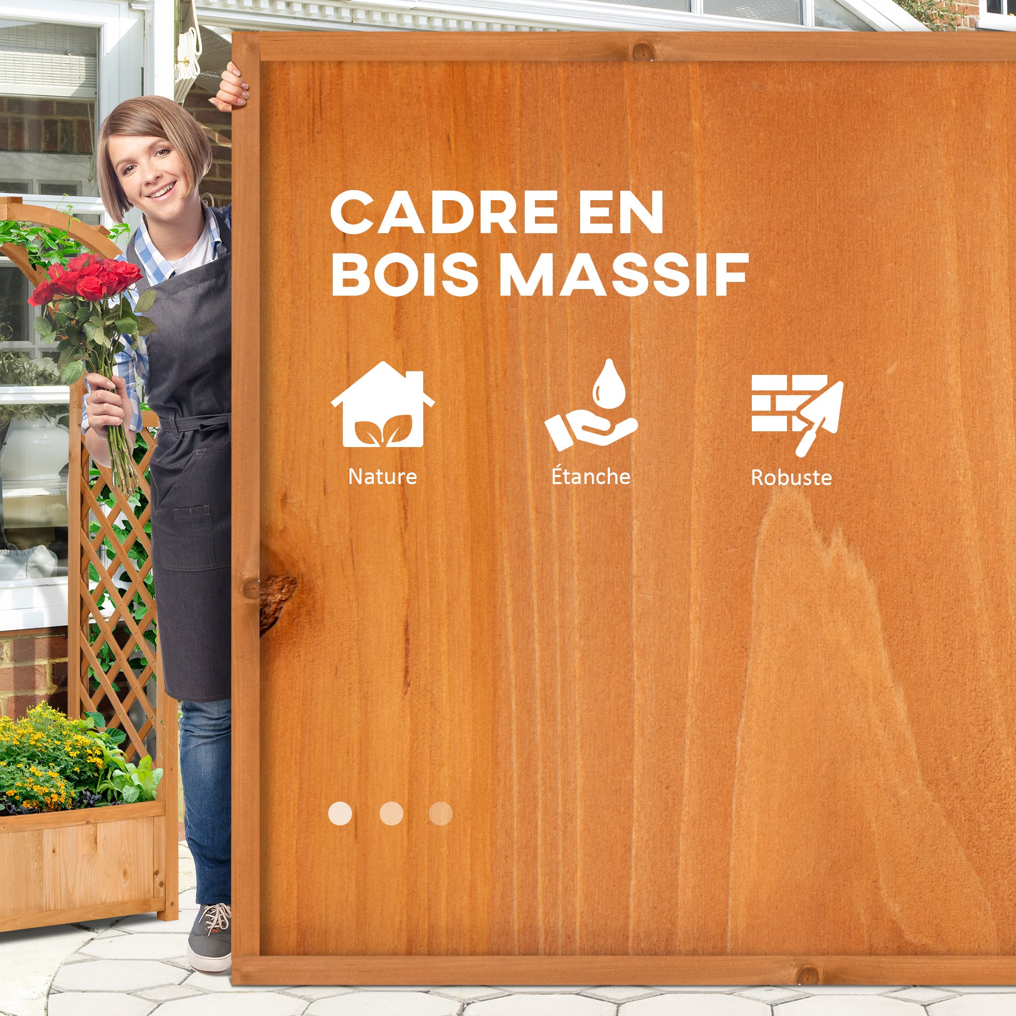 Jardinière rectangulaire - Outsunny - sur pied avec treillis et arche bois sapin pré-huilé - bois - 83x36x152cm - 6