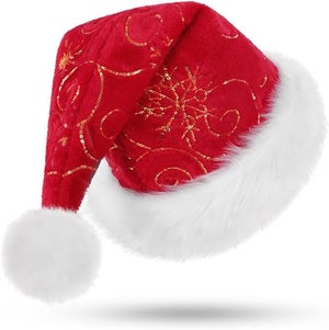 CITÉTOILE Chaud Bonnet Noël Adulte, Chapeau De Père Noel En Velour Avec Doublures Soft Pour Femme, Accessoires Pour Nouvel An, Rigolo Rouge