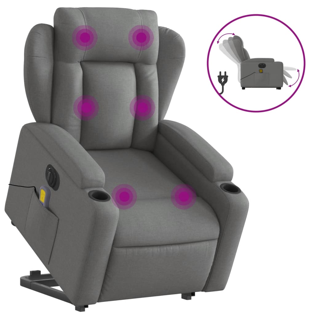 Sillón de masaje eléctrico | sillón de relax | silla de relax reclinable elevable tela gris oscuro cfw577904