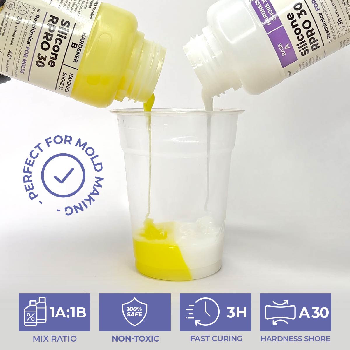 Gomma siliconica 1:1 R PRO 30, Non tossica e semplice da Usare, Resistente agli Strappi, 30 Shore (1 kg) - 2