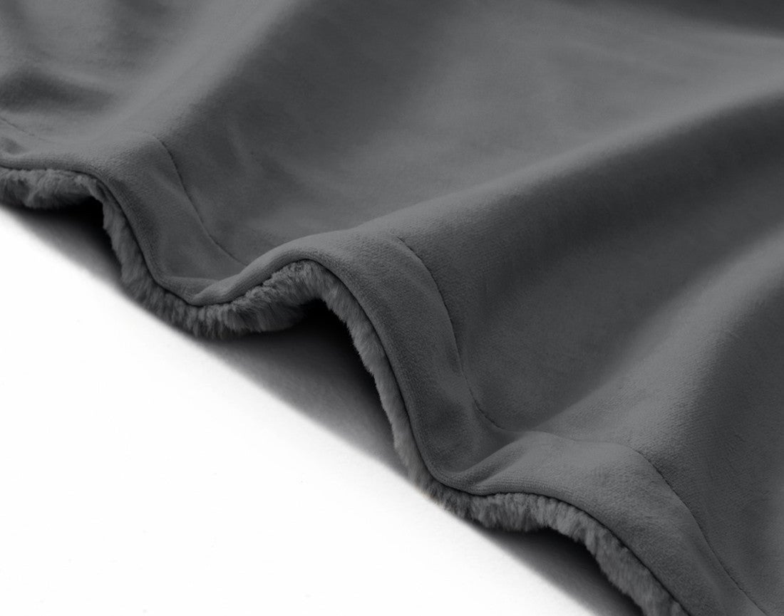 Plaid en 100% polyester gris foncé 200 x 140 cm - VENUS - Best Mobilier - 3