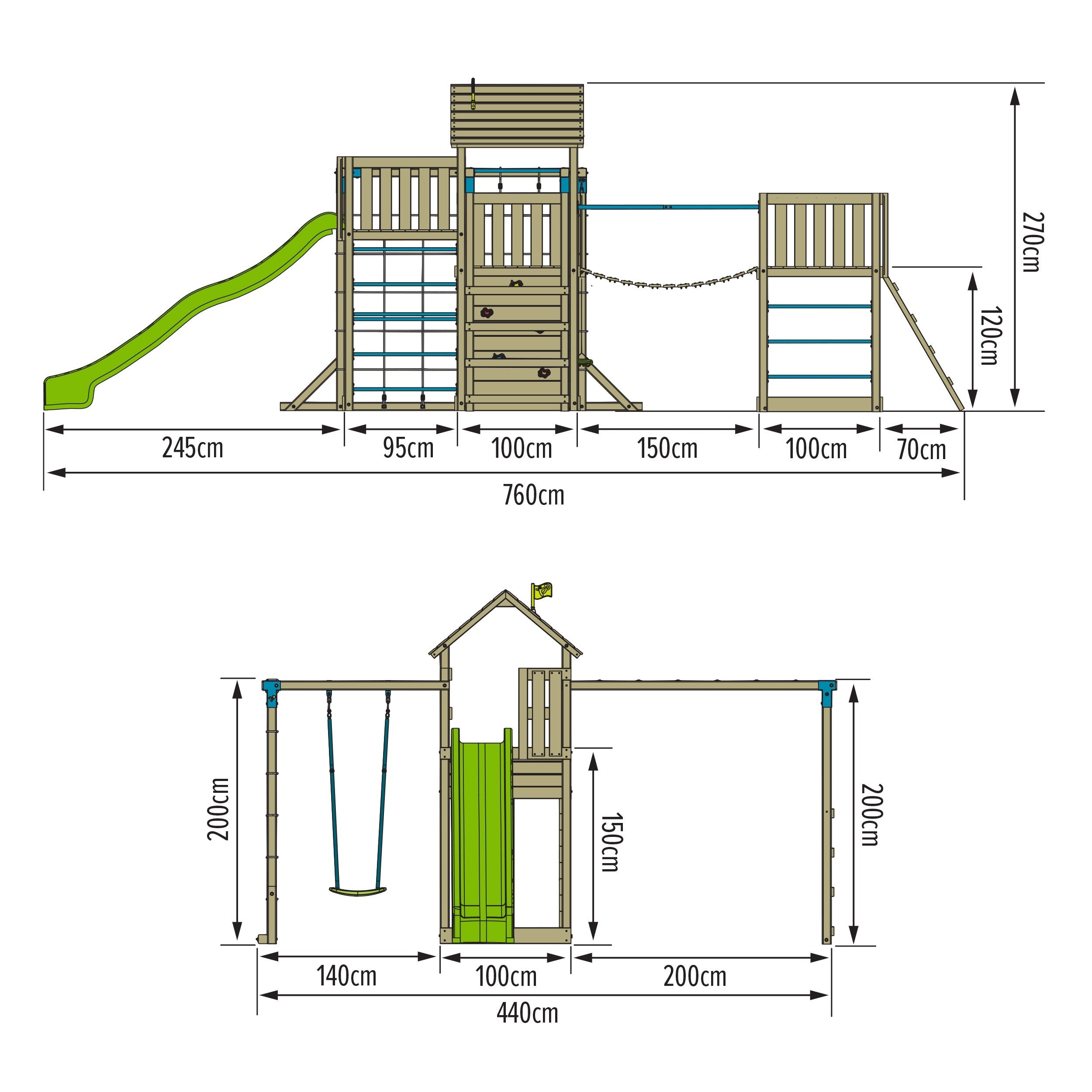 Aire de jeux XXL PISTACHIER SKYWOOD balançoire, mur d'escalade et parcours d'aventure en bois FSC® - 5
