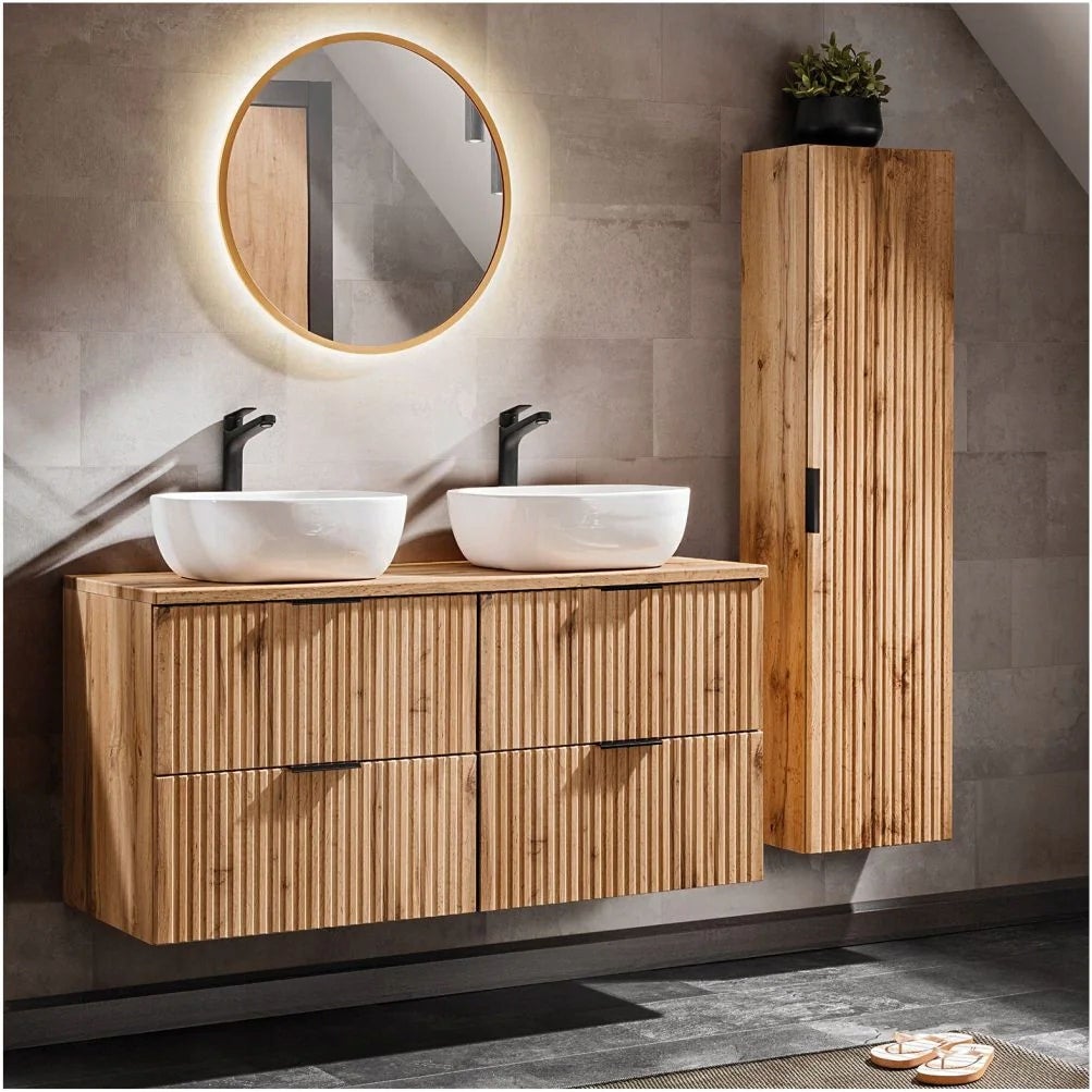 Blat łazienkowy 120 cm dąb wotan mat MDF nowoczesny - 4