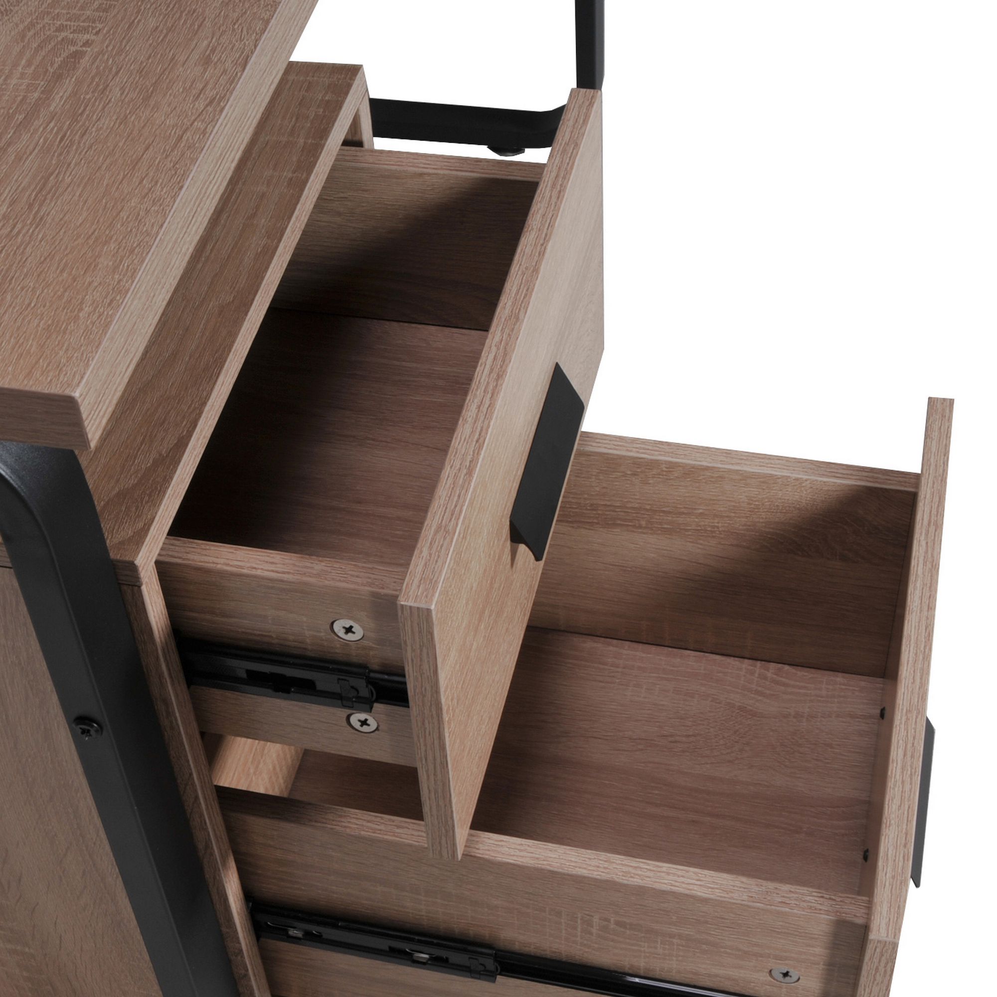 Bureau 2 tiroirs Austin Bois blanchi et Noir - 6