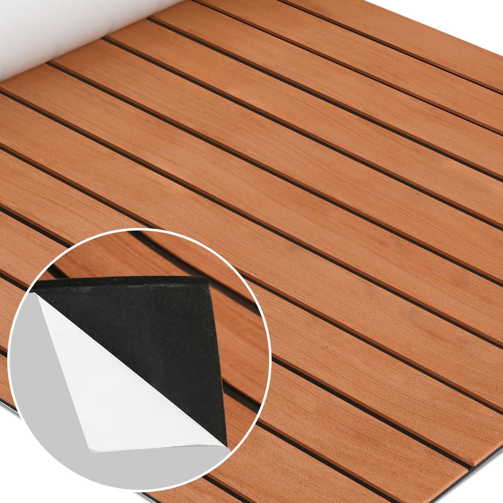 Tapis de Sol Tapis de Pont en Mousse EVA Teck Yacht Tapis de Sol Auto-Adhésif 240x60cm Marron - 9