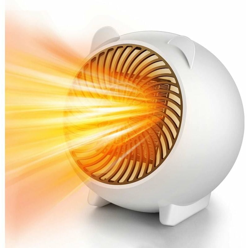Biały grzejnik wentylatorowy, grzejnik 500 W, energooszczędny grzejnik do domu i biura, grzejnik biurowy 5 sekund, mały grzejnik