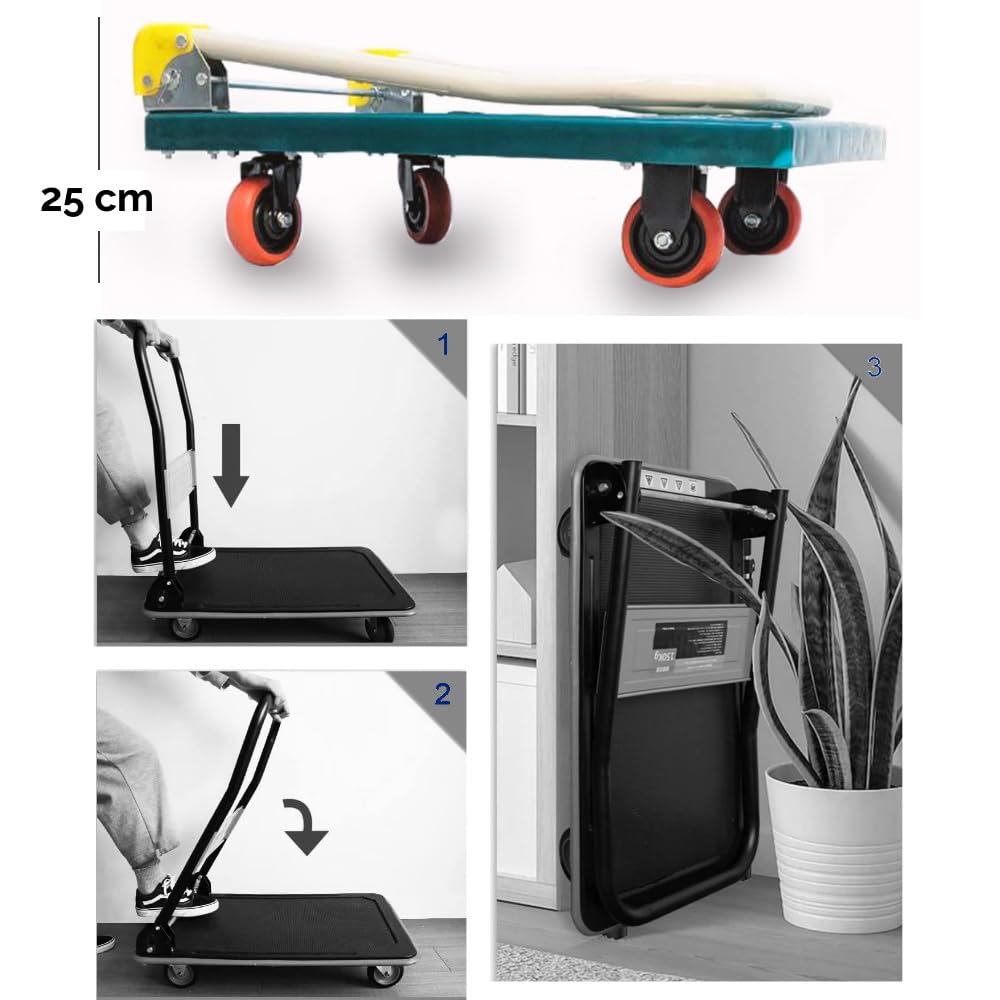 Chariot à Bagages Pliable à Plate-Forme avec roulettes pivotantes, Charge maximale 150 kg - 8