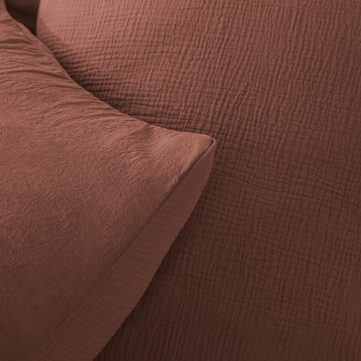 Housse de couette gaze de coton/coton lavé, Kumco - Acajou - 240 x 220 cm - 4