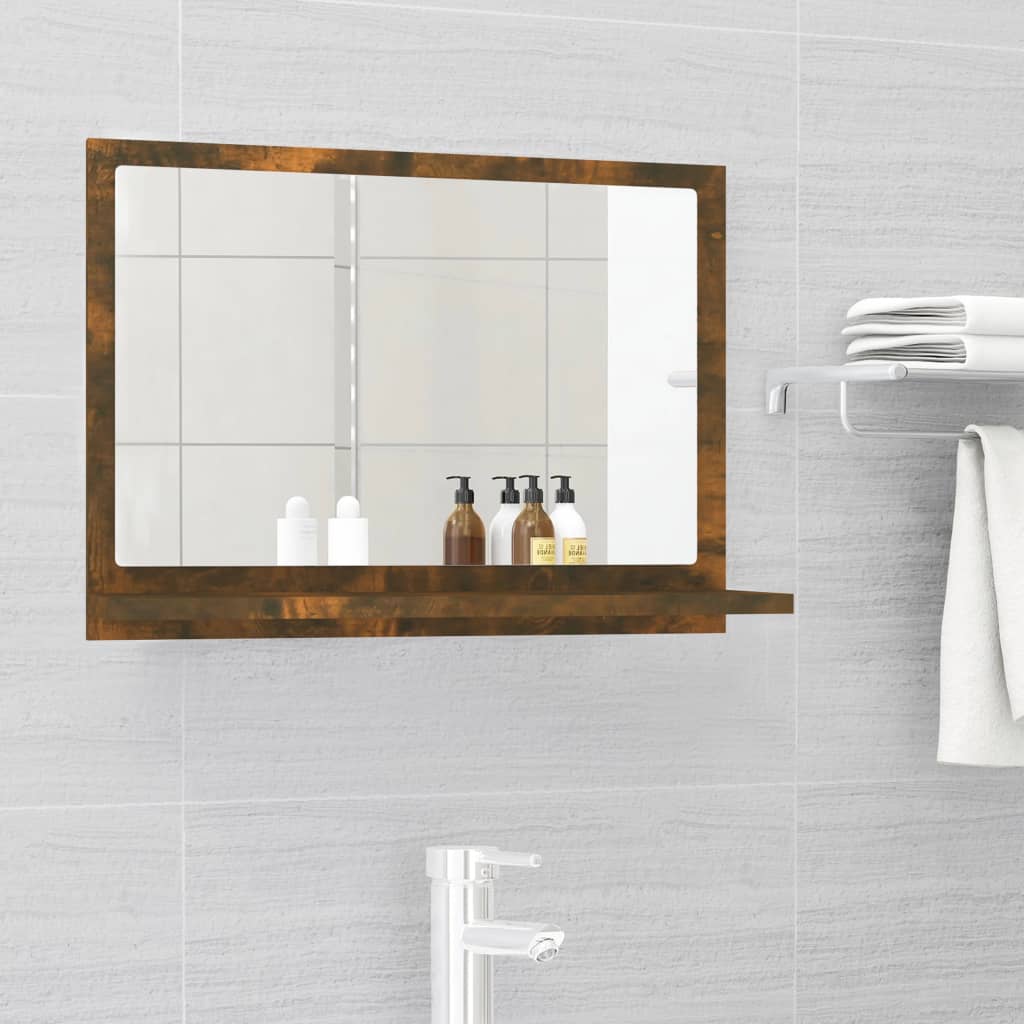 Lustro łazienkowe z dębu wędzonego 60x10,5x37 cm, drewno klejone - COMFORTXL