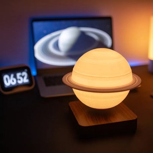 MOONFLIGHT – Lune en lévitation bicolore sur base bois foncé avec induction