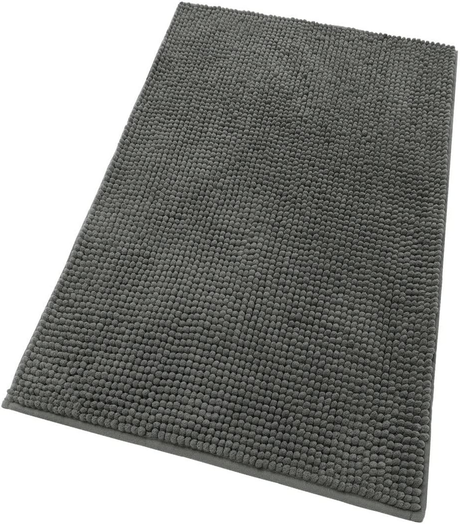 Alfombra de baño 50x80 cm pie de cama cómodo suave antideslizante absorbente color sólido pelo largo gris