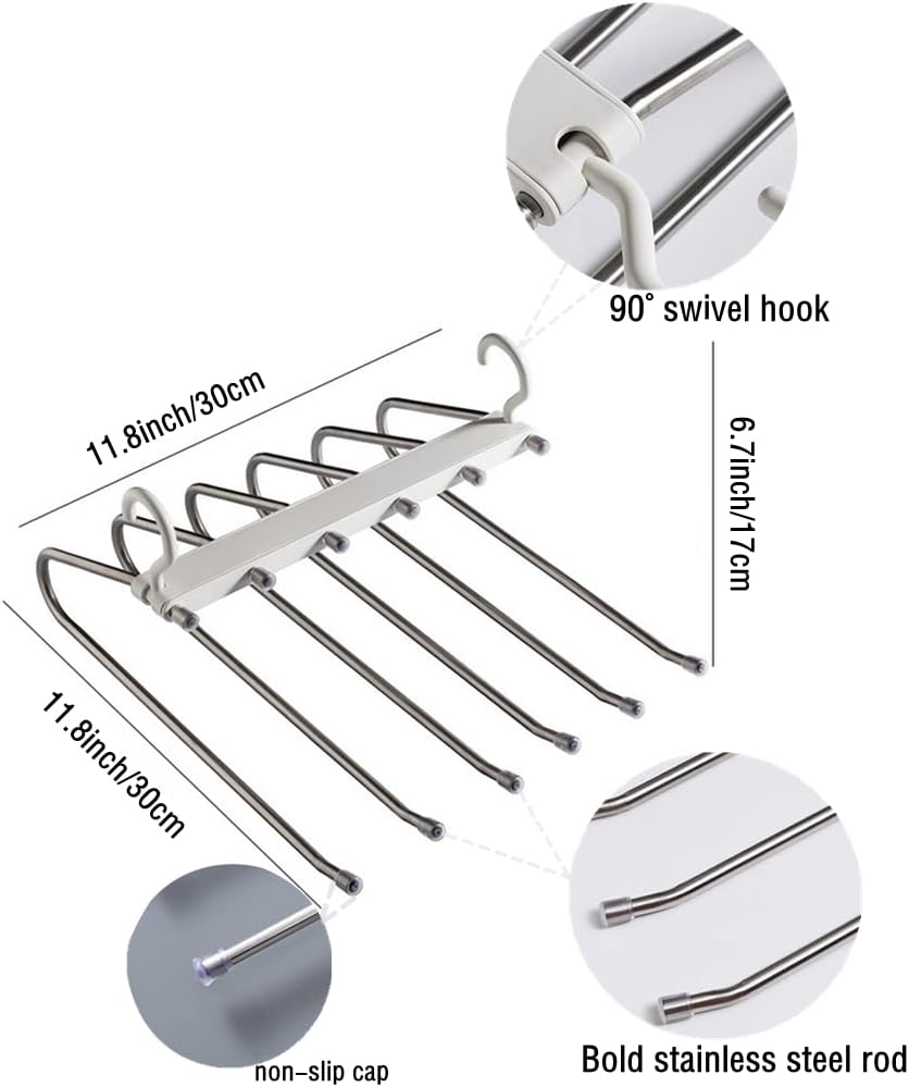 Lot de 2 Cintres Inox 6 Couches – Organiseur Gain de Place Antidérapant, Idéal pour Pantalons, Jeans, Jupes, Dressing - 2