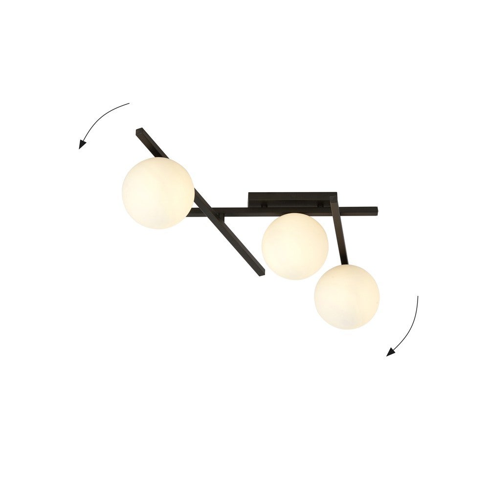 Lampa sufitowa Tramas z czarnymi regulowanymi prętami i szklanymi kulkami 3xE14 - 6