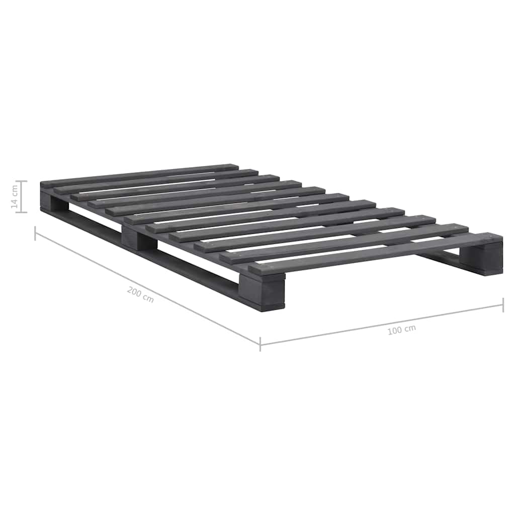 Cadre de lit de palette sans matelas, bois massif, gris, pour la chambre, 100 × 200 cm - 7