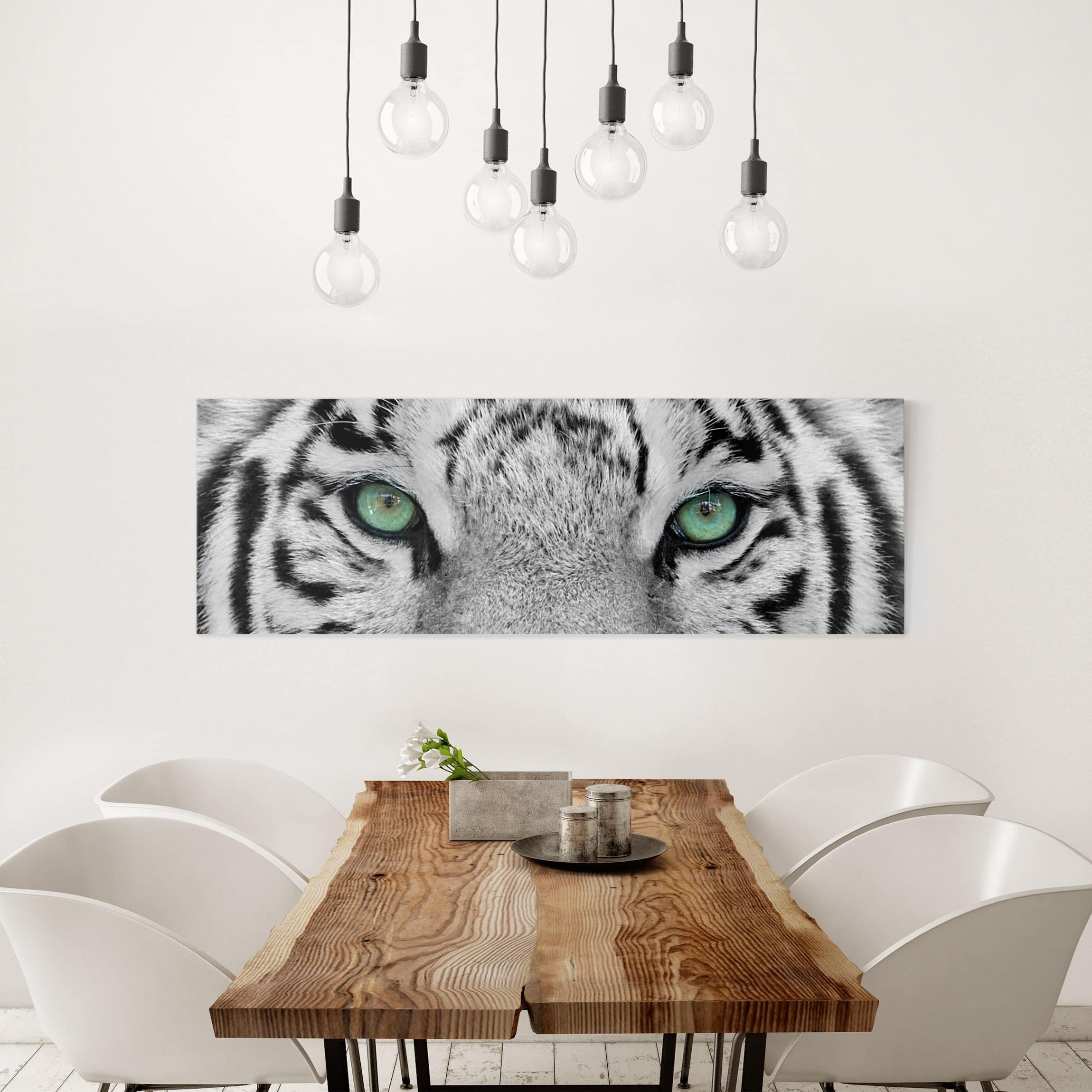 Impression sur toile tableau sur toile châssis noir et blanc animaux tigre 129 cuisine chambre à coucher salon couloir 150 x 50 cm - 3