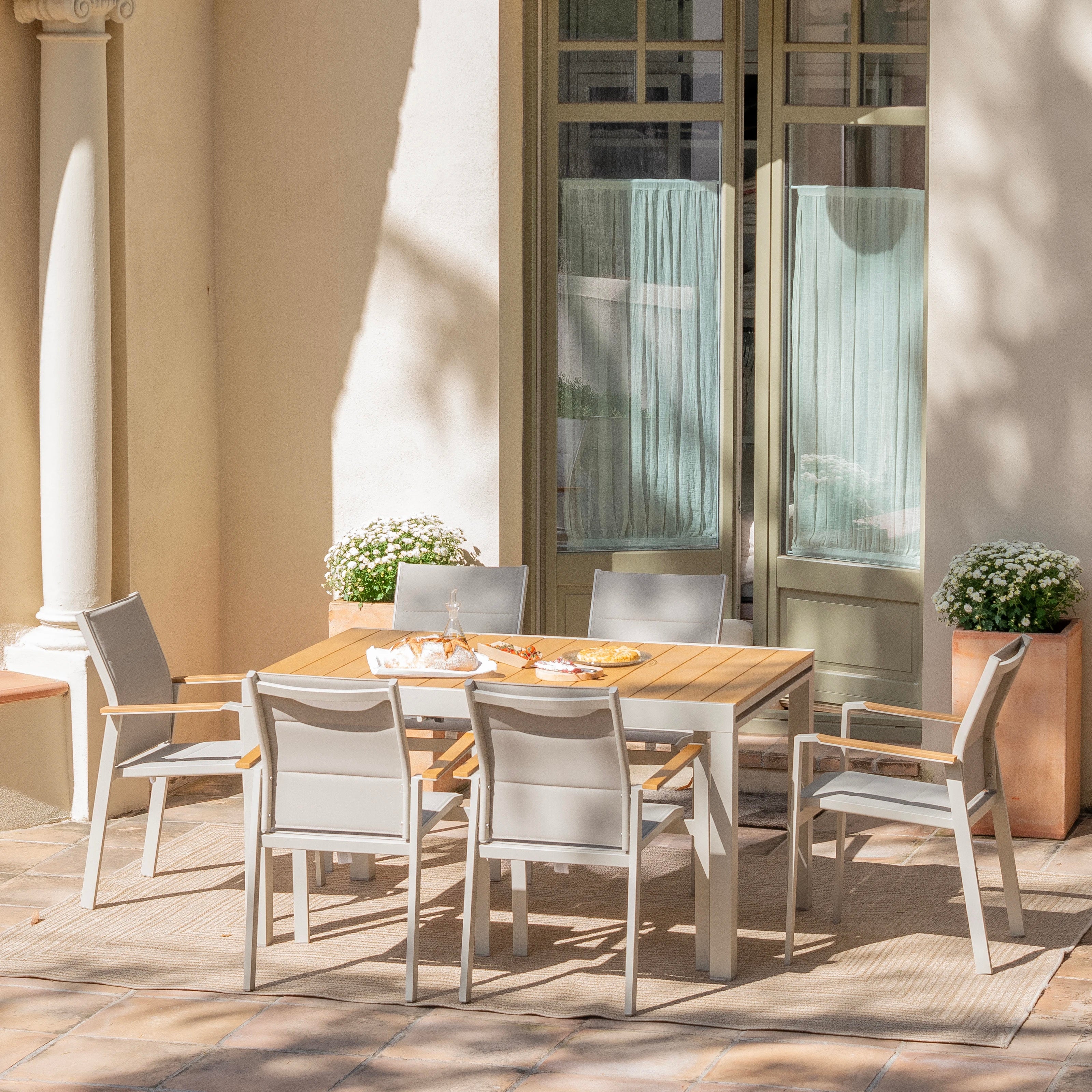 Pack 4 chaises de jardin en aluminium et textilène beige - Osaka - 2