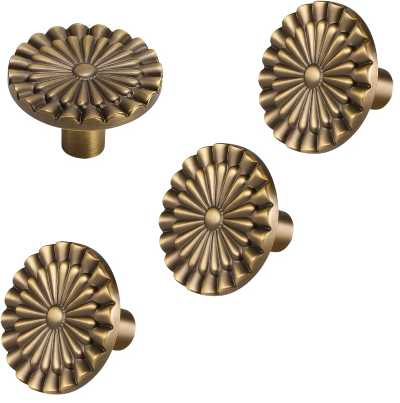 Uchwyt meblowy, otwór pojedynczy, kształt słonecznika (brąz antyczny)