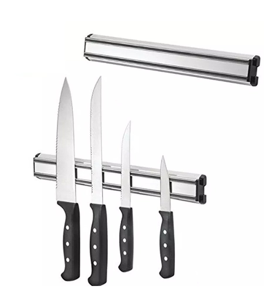 Barra Magnetica Per Coltelli Da 40cm - Portacoltelli In Acciaio Con Strisce Adesive 3M