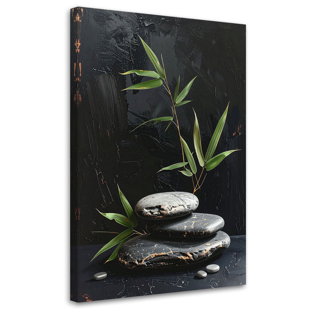 Obraz do salonu sypialni, Kamienie zen spa liście 70x100