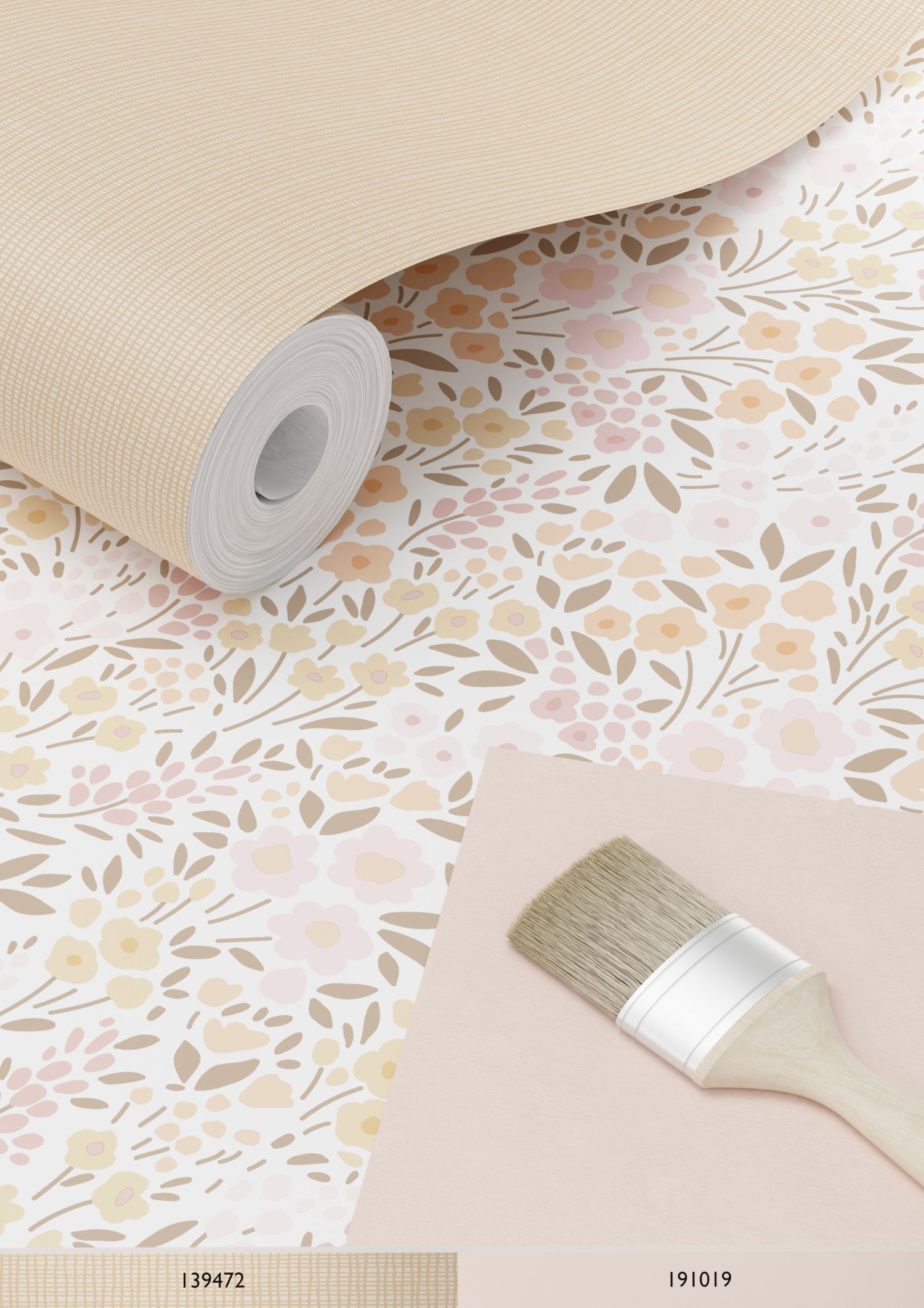 Papier peint fleurs rose clair et beige - 53 cm x 10.05 m - ESTAhome - 8