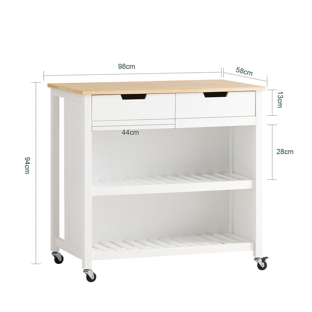 SoBuy FKW74-WN Meuble de Cuisine Desserte de Cuisine à Roulettes Table Roulante Meuble de Rangement pour Cuisine et Salon - 3