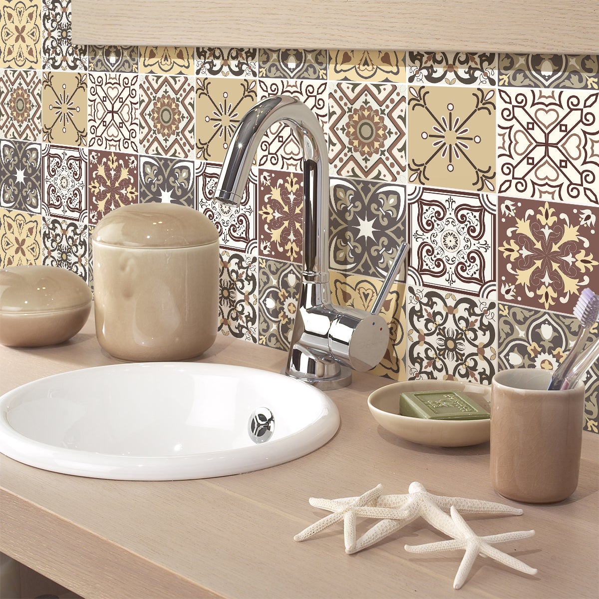 9 adesivi piastrelle di cemento pitigliano - Sticker adesivo - adesivi murali - 9stickers20x20cm - 3