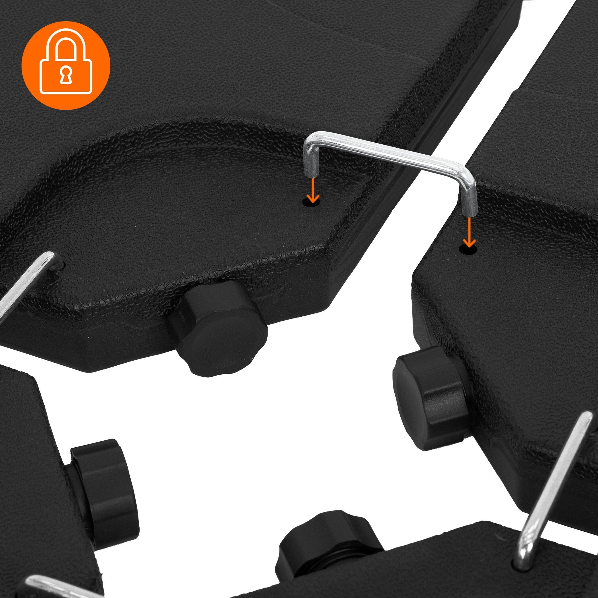 Lot de 4 poids de lestage pour base de parasol déporté noir en plastique dalles remplissables 60 L eau ou 80 Kg sable plaques pour support en croix - 5