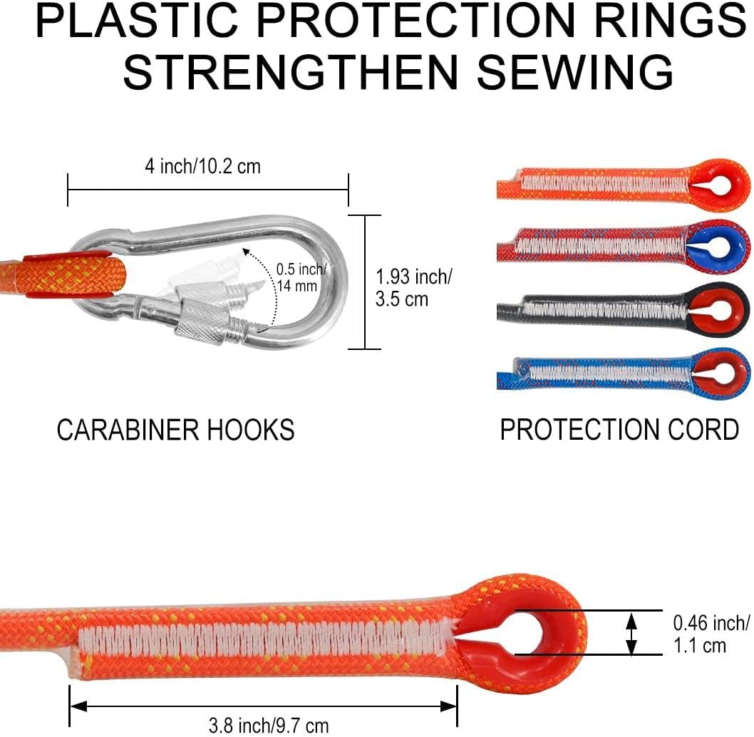 Corde D'escalade Statique 10 M - Diamètre 10 Mm - Avec 2 Mousquetons Et Sac - Pour Rappel, Accrobranche, Secours