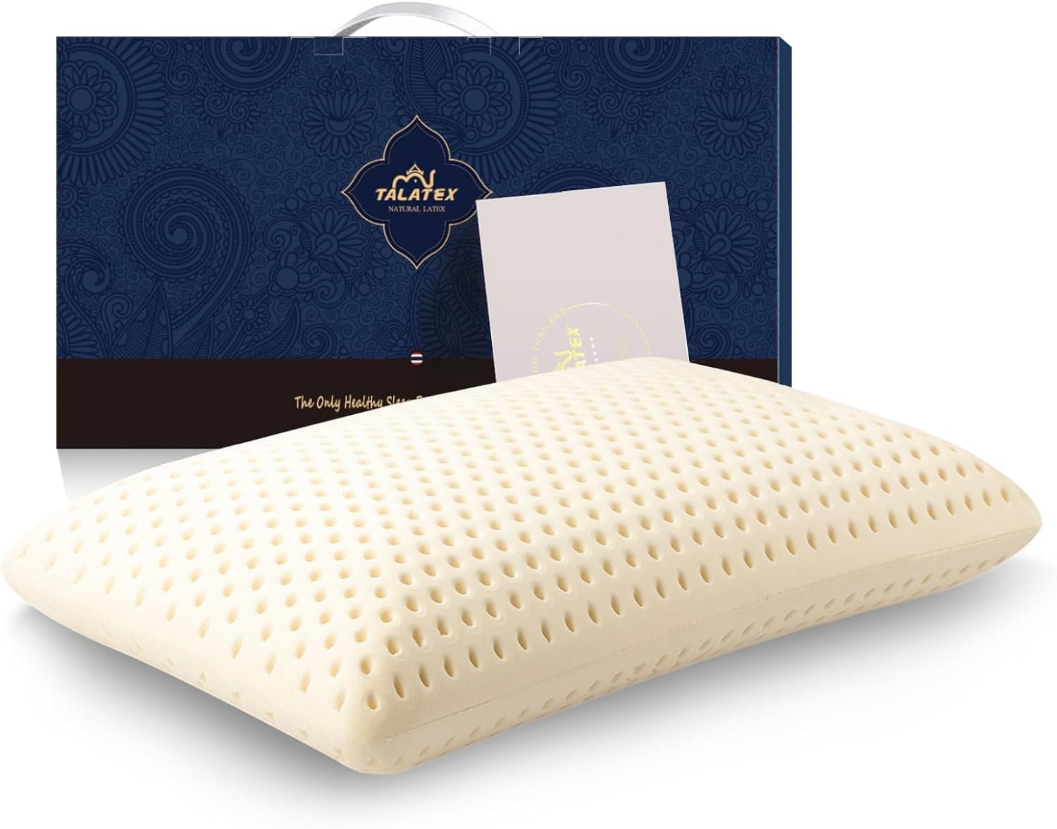 Talalay Cuscino In Lattice Naturale 100% – Rigido, Standard 60x40x13 Cm – Antipressione E Traspirante Con Federa Tencel Lavabile