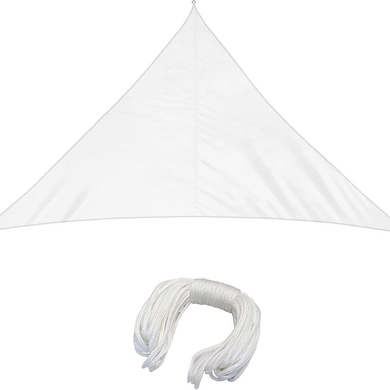 Biały żagiel przeciwsłoneczny trójkątny równoramienny markiza chroniąca przed promieniowaniem hydrofobowy osłona przeciwsłoneczna taras ogrodu balkon