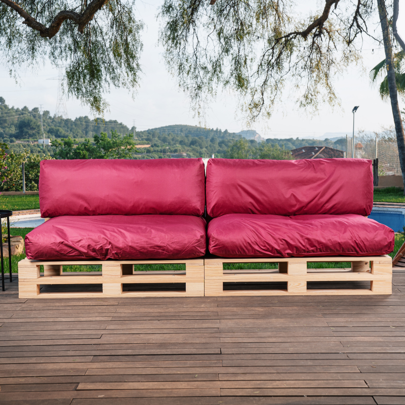 Coussins Palette Déhoussable Imperméable LOT x2 BANANAIR 120x80cm/120x40cm Rouge - 5