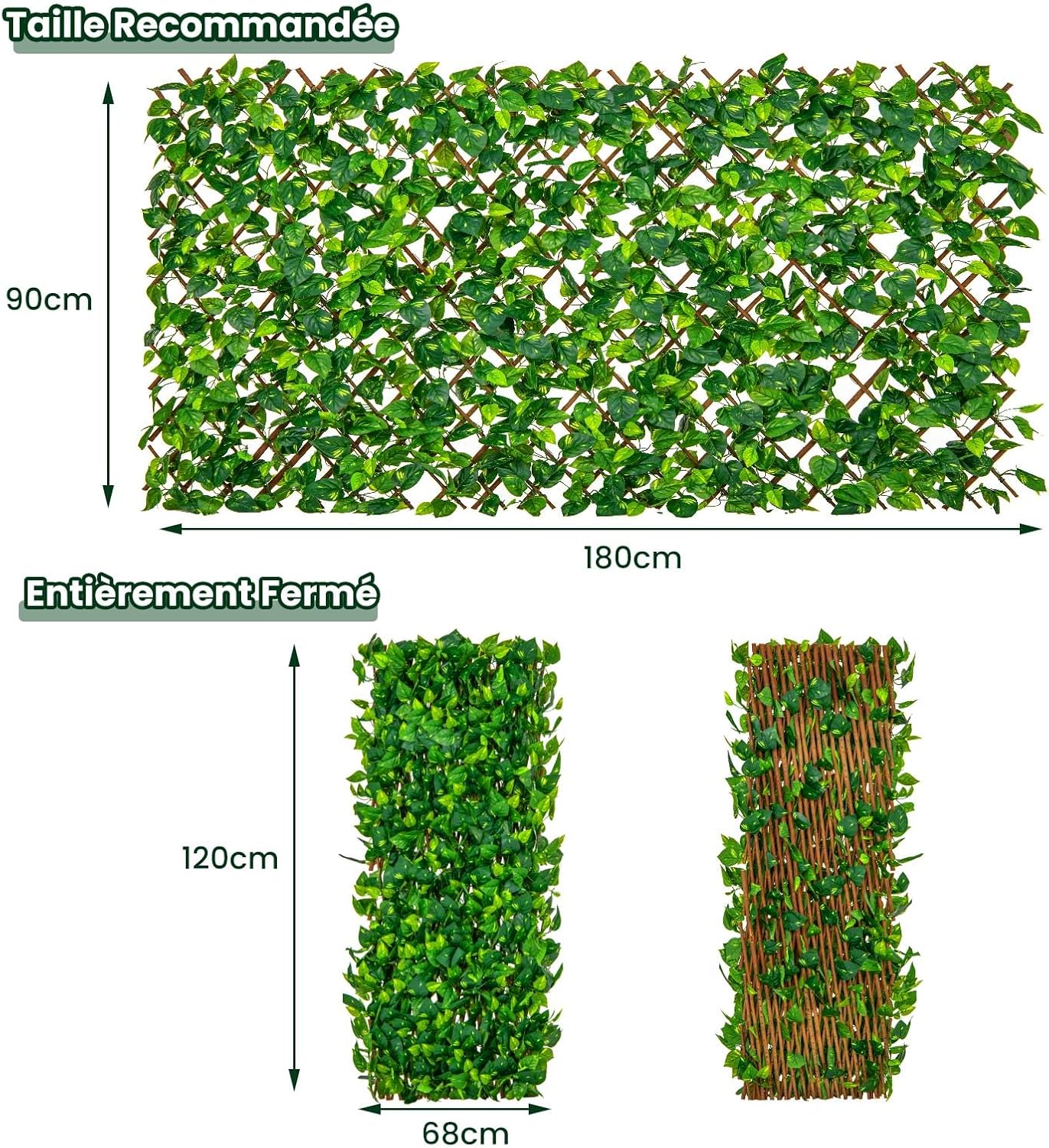 Haie Artificielle Brise-Vue Décoration Extensible, Panneau pour Clôture Décoratif Artificiel Protection Solaire Cadre (Lierre Vert) - 5
