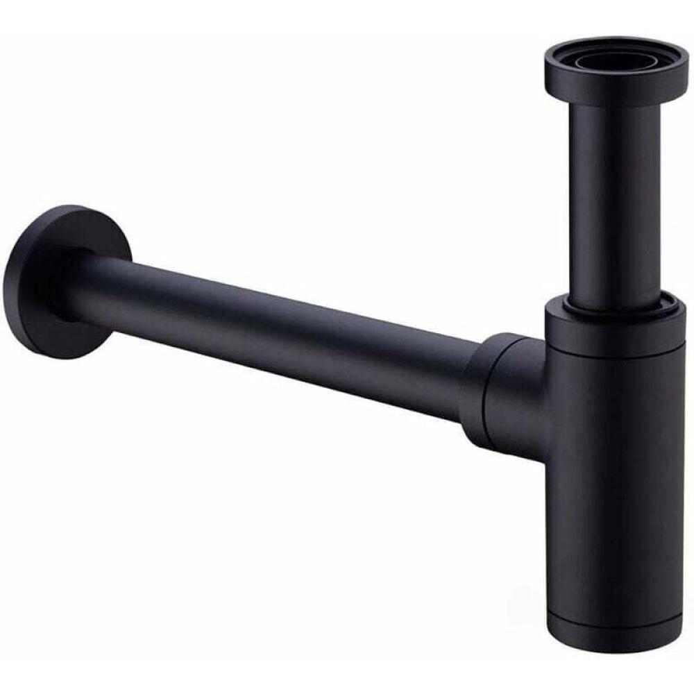 Syfon umywalkowy z mosiądzu, uniwersalny syfon umywalkowy, regulowany syfon antyzapachowy i przeciw wyciekom, 1 1/4 x 32 mm, czarny mat