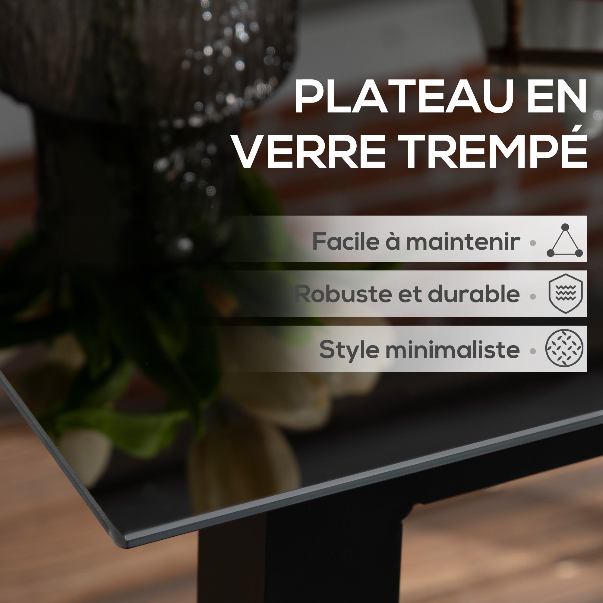 Table de jardin extensible carré en Verre Noir - 4