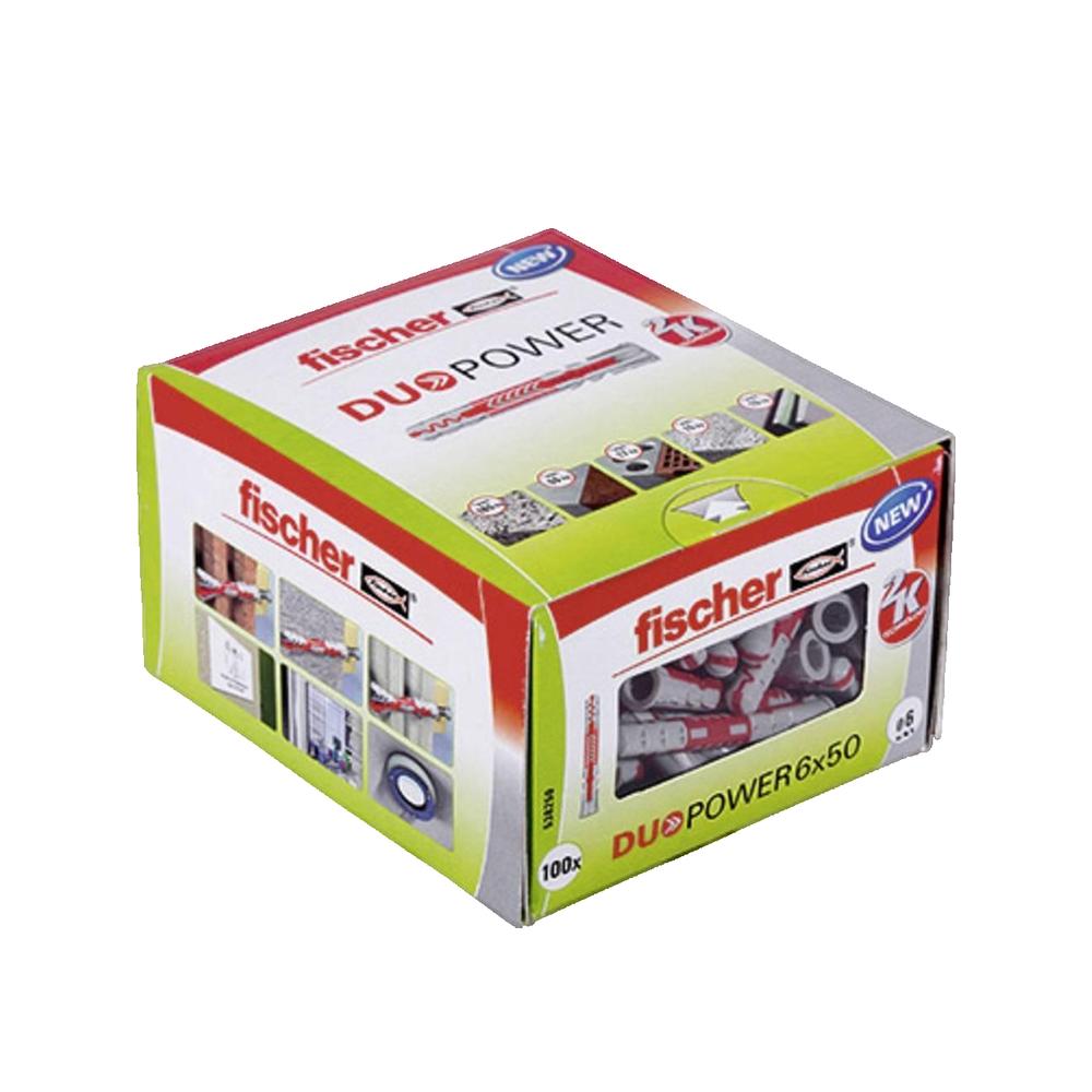 Kołek Fischer DUOPOWER Dwumateriałowy 6x50 mm opakowanie 100 sztuk czerwony