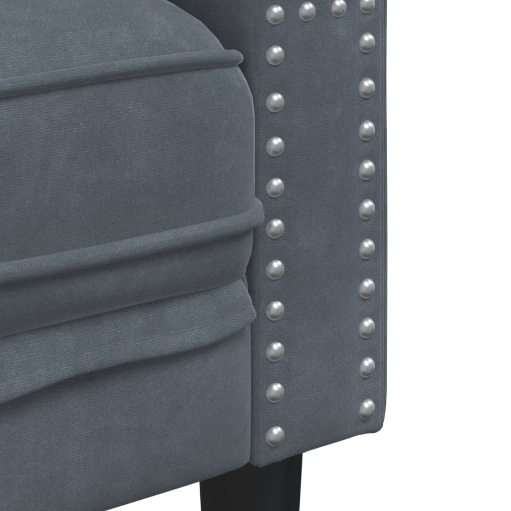 Divano Chesterfield con Rinforzi 3 Posti Grigio Scuro Velluto vidaXL - 7