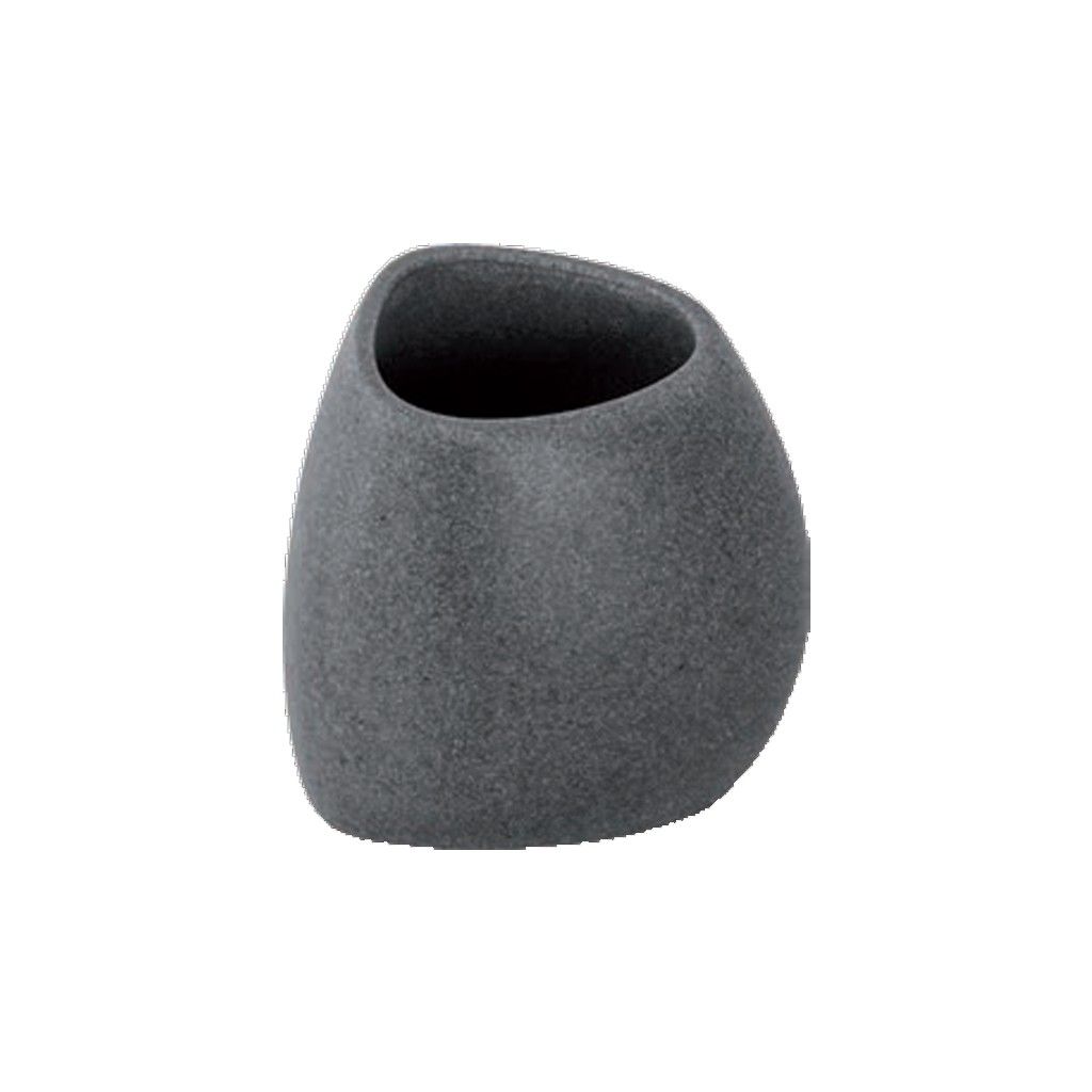 Portaspazzolino In Resina Effetto Pietra - Grigio, 7x7x10.7 Cm, Per Bagno E Trucco - Foto 5