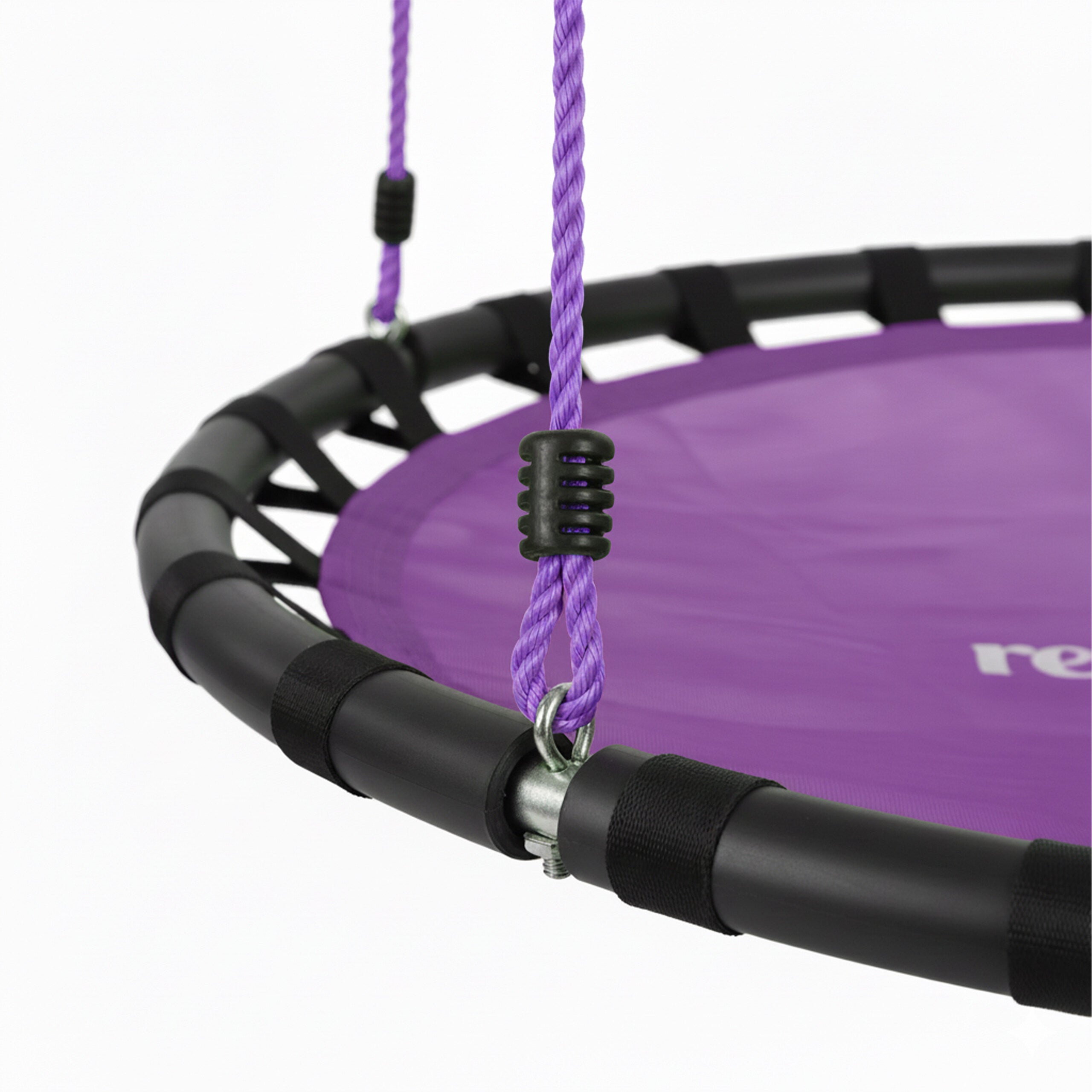 Balançoire nid d'oiseau rond 80 cm à suspendre panier enfant adulte jardin extérieur 100 kg, violet, Relaxdays - 5