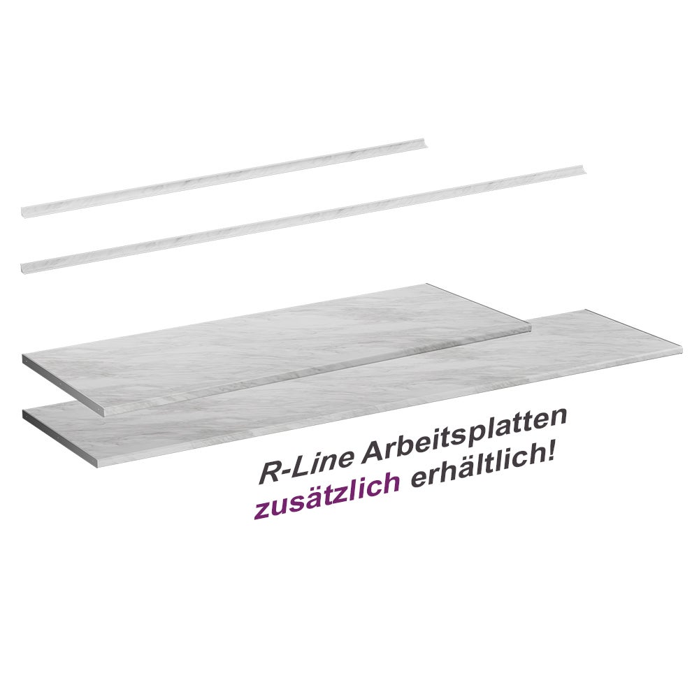 Vicco Plan de travail cuisine R-Line, blanc/marbre, 160cm - 4