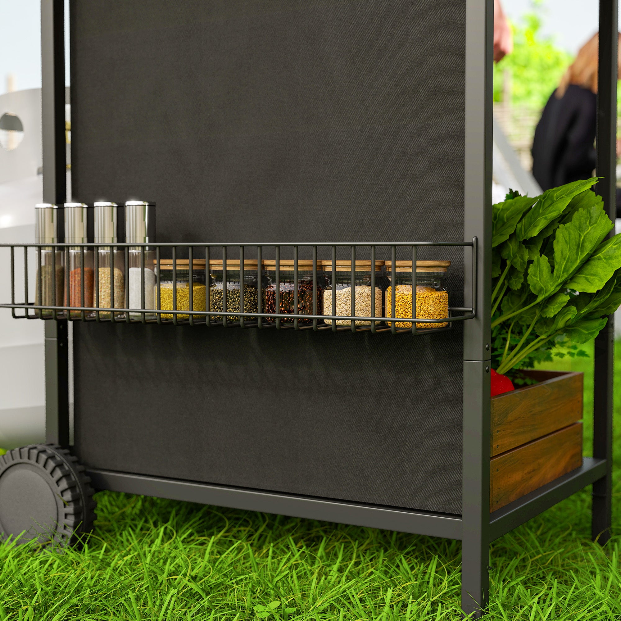 Outsunny Barbecue a Gas con 4 Bruciatori Indipendenti e Coperchio con Termometro, 108x54x97 cm, Nero - 9