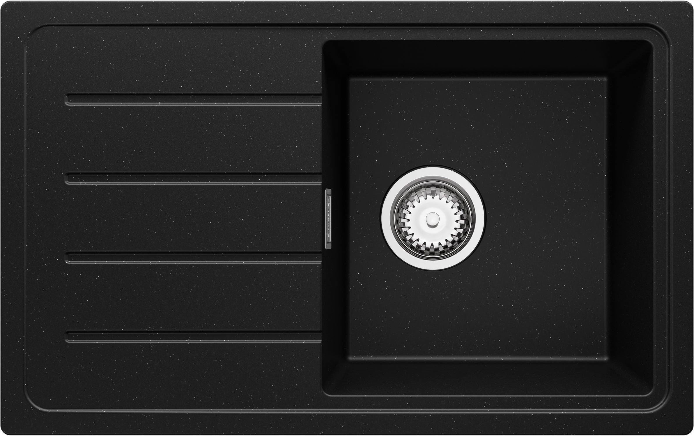 Evier Cuisine en Granit Noir Métallisé 70x44cm, Lavabo 1 bac + Kit de Vidage, Évier à Encastrer au meuble 45cm - Copenhague Easy PRIMAGRAN - 2